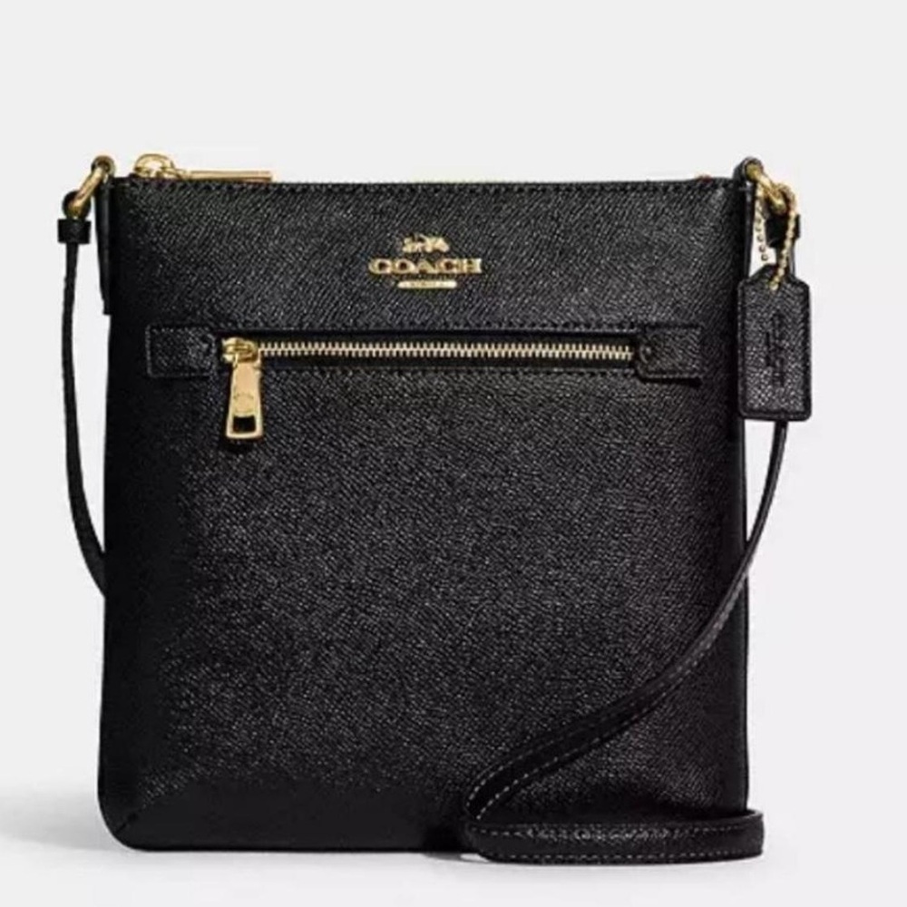 coach black and gold crossbody bag